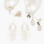Aretes Chapa de oro Flores Perlas 508 - Modelo 1