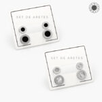 Set Aretes Acero Inoxidable Números Romanos 32 - Negro