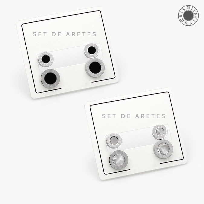 AA20032 Set Aretes Acero Inoxidable Números Romanos 32 - Imagen 1