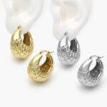Arracadas Chunky Chapa de Oro/Rodio 813