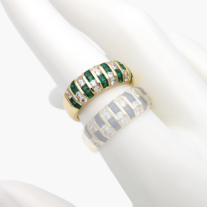 CTB1034 Anillo Chapa de Oro Zirconias Verdes 1034 - Imagen 1