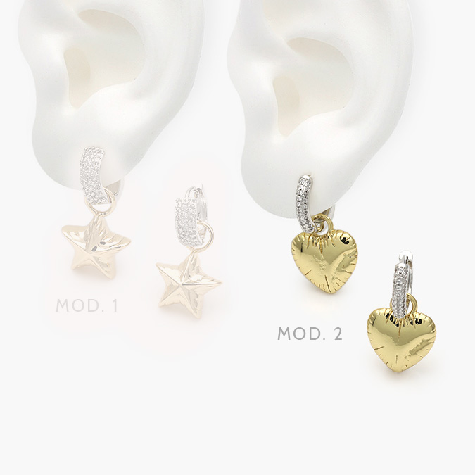 marcaca26 Hoops Chapa de Oro Corazones/Estrellas 811 - Imagen 1