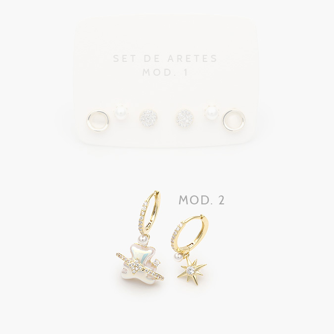marcaca400 Set Aretes Chapa de Oro Perlas 139 - Imagen 1