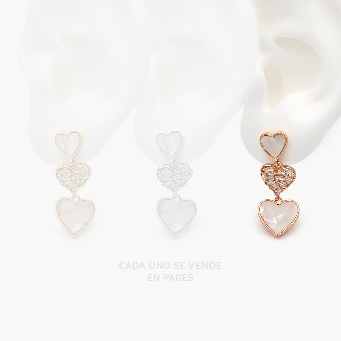 marcate139 Aretes Acero Inoxidable Corazones Madre Perla 84 - Imagen 1