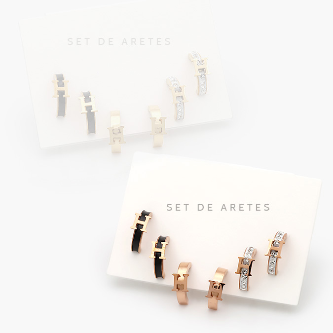 marcate149 Set Aretes Acero Inoxidable H 33 - Imagen 1