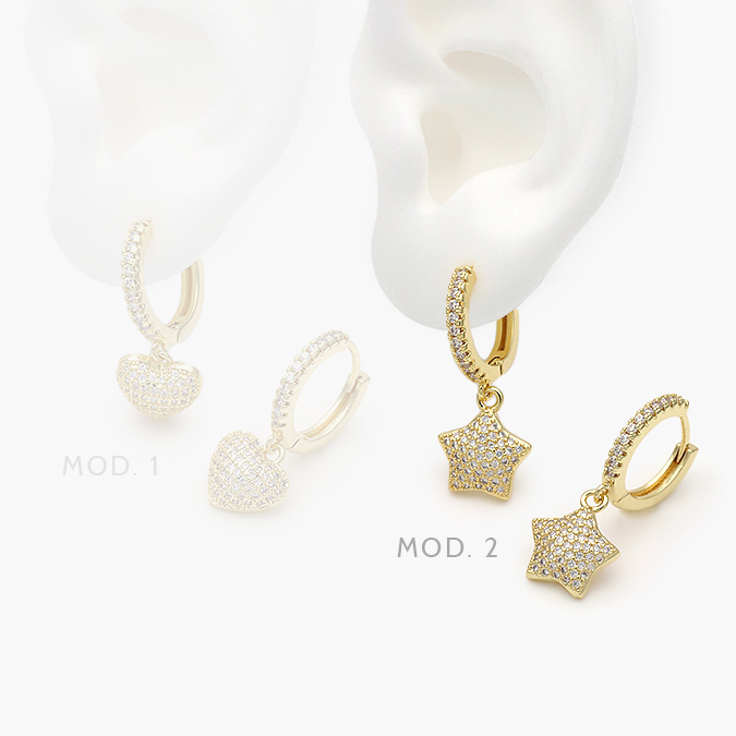 marcate271 Hoops Chapa de Oro Corazones/Estrellas 810 - Imagen 1