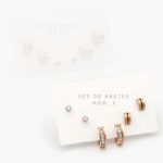 Set Aretes Acero Inoxidable Zirconias 35 - Modelo 1