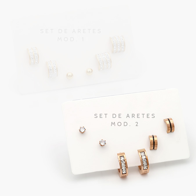 marcax17 Set Aretes Acero Inoxidable Zirconias 35 - Imagen 1