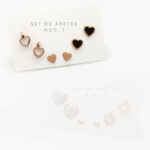 Set Aretes Acero Inoxidable Corazones 34