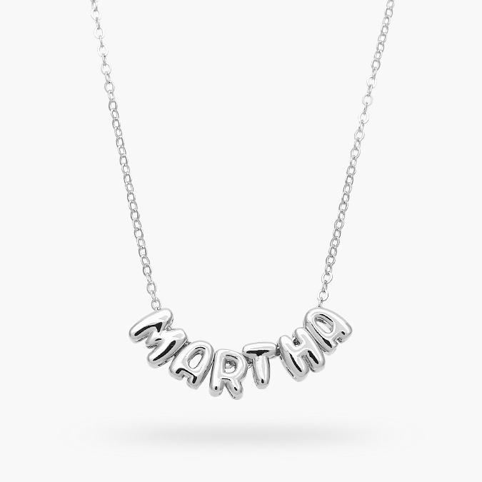 C7NOMBRE4 Nombre Personalizado Chapa de Rodio Letras de Globo - Imagen 1