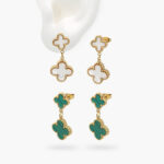 Aretes Acero Inoxidable Flores Madre Perla 116 - Blanco