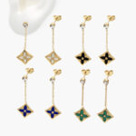Aretes Acero Inoxidable Flor Esmalte 120 - Verde Esmeralda