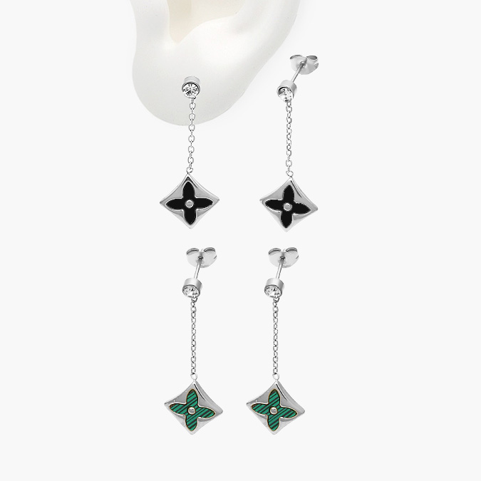 AA10121 Aretes Acero Inoxidable Flor Esmalte 121 - Imagen 1