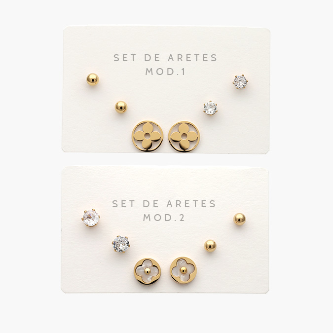 AA20043 Set Aretes Acero Inoxidable Flores 43 - Imagen 1