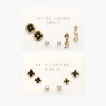 Set Aretes Acero Inoxidable Flores Esmalte 44 - Modelo 1