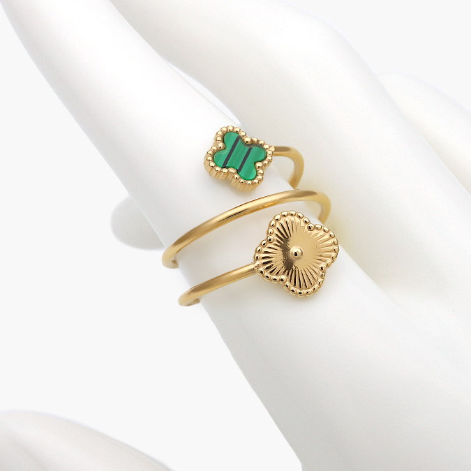 AB0394 Anillo Acero Inoxidable Doble Flor 0394 - Imagen 1