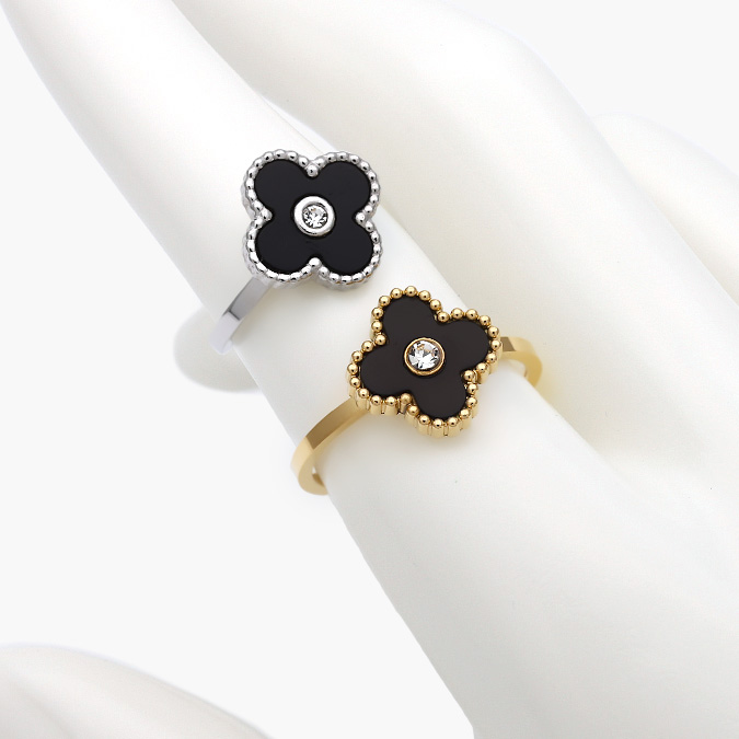 AB0402 Anillo Acero Inoxidable Flor Esmalte 0402 - Imagen 1