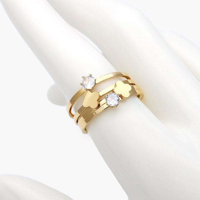 AB0411 Anillo Acero Inoxidable Flores Zirconias 0411 - Imagen 1