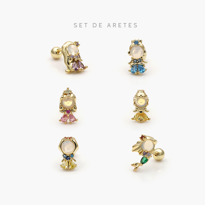 CEP0023 Set Piercings Chapa de Oro Princesas 0023 - Imagen 1