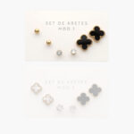 Set Aretes Acero Inoxidable Flores Esmalte 41 - Modelo 1