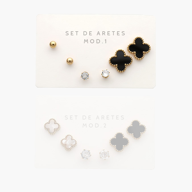 aa20041 Set Aretes Acero Inoxidable Flores Esmalte 41 - Imagen 1