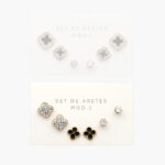Set Aretes Acero Inoxidable Flores 42