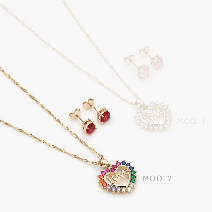 cj4979 Set Chapa de oro Corazón LOVE 4979 - Imagen 1