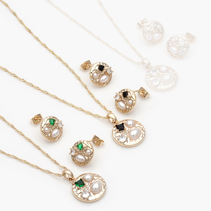 cj5593 Set Chapa de oro Perlas 5593 - Imagen 1