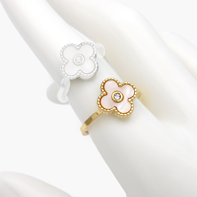 marcate110 Anillo Acero Inoxidable Flor Madre Perla 0401 - Imagen 1