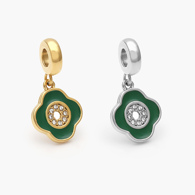 ACH0499 Dije Acero Inoxidable Flor Verde Zirconias 499 - Imagen 1