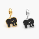 Dije Acero Inoxidable Elefante Esmalte Negro 507 - Oro