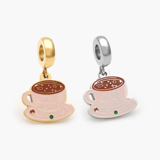 ACH0518 Dije Acero Inoxidable Taza Esmalte Rosa 518 - Imagen 1
