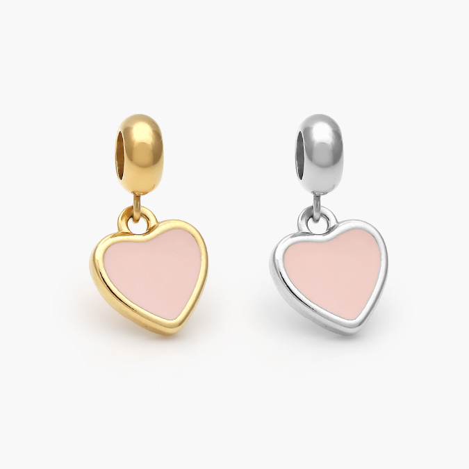 ACH0526 Dije Acero Inoxidable Corazón Esmalte Rosa 526 - Imagen 1
