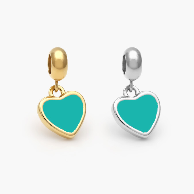 ACH0527 Dije Acero Inoxidable Corazón Esmalte Verde 527 - Imagen 1