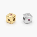 Dije Acero Inoxidable Dados Zirconias 556 - Oro