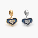 Dije Acero Inoxidable Corazón Esmalte Azul 566 - Oro