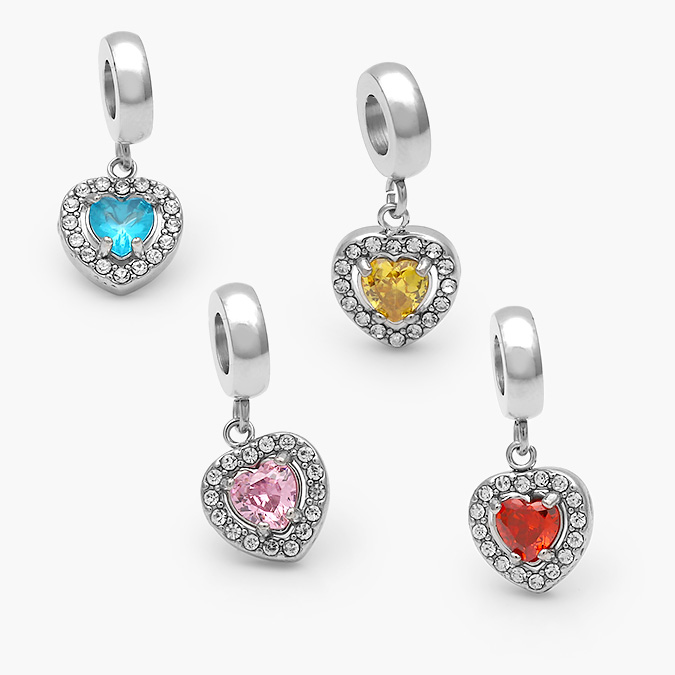 ACH0570-1 Dije Acero Inoxidable Corazón Zirconias 570 - Imagen 1