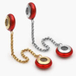 Cadena de Seguridad Acero Inoxidable Esmalte Rojo 603 - Oro