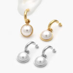 Aretes Perla Acero Inoxidable 129