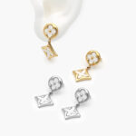 Aretes Flores Madre Perla Acero Inoxidable 140 - Oro