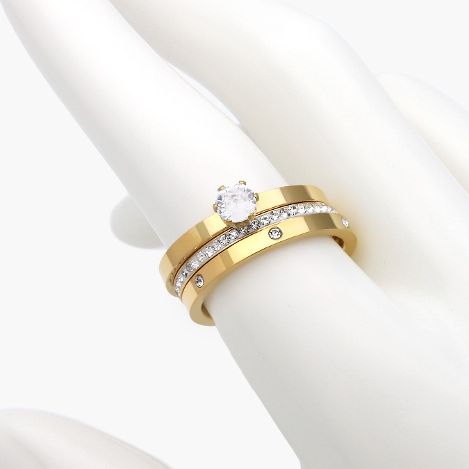AB0417O Anillo Triple con Zirconias en Acero Inoxidable 0417 - Imagen 1