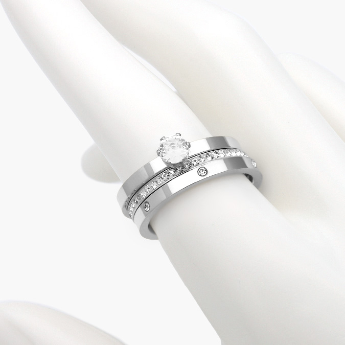 AB0417P Anillo Triple con Zirconias en Acero Inoxidable 0417 - Imagen 1