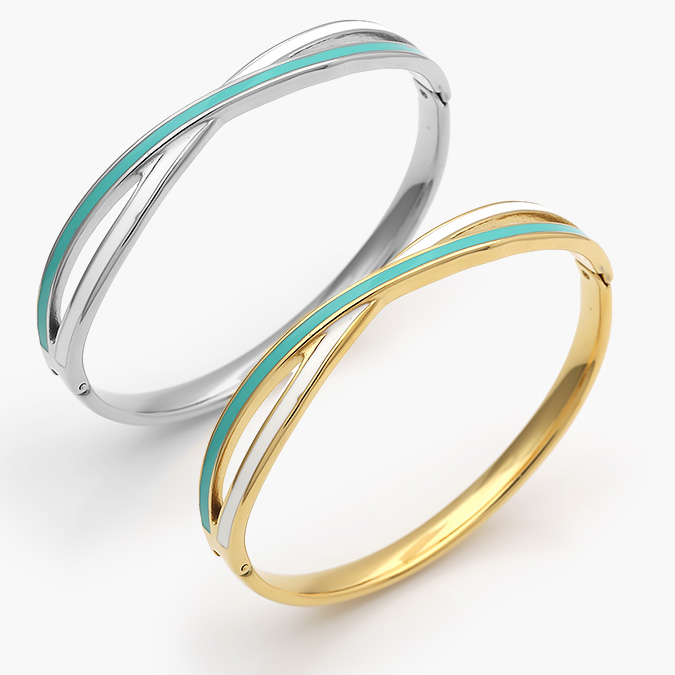 AP0601 Brazalete Acero Inoxidable Esmalte Verde 601 - Imagen 1