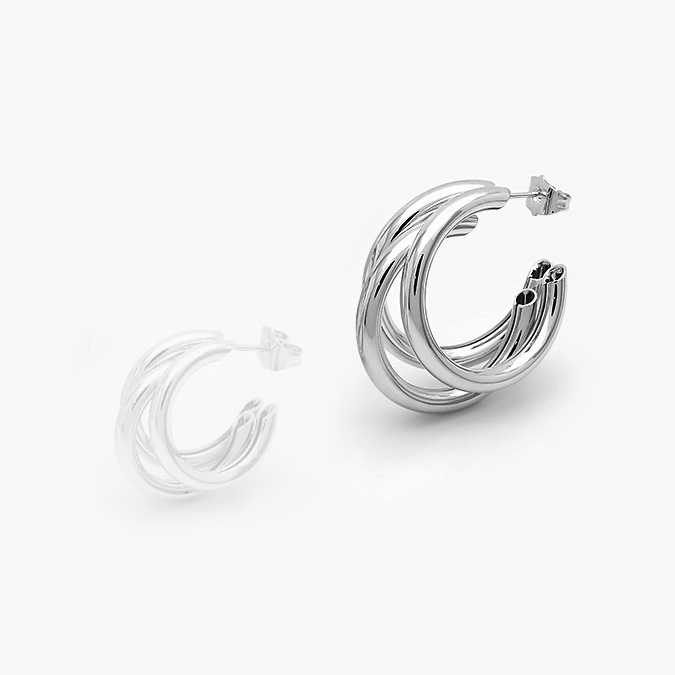 ca1-0560 Aretes Chapa de Rodio Triples 0560 - Imagen 1