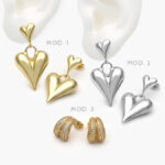 Aretes Corazones Chapa de Oro/Rodio 550 - Modelo 1