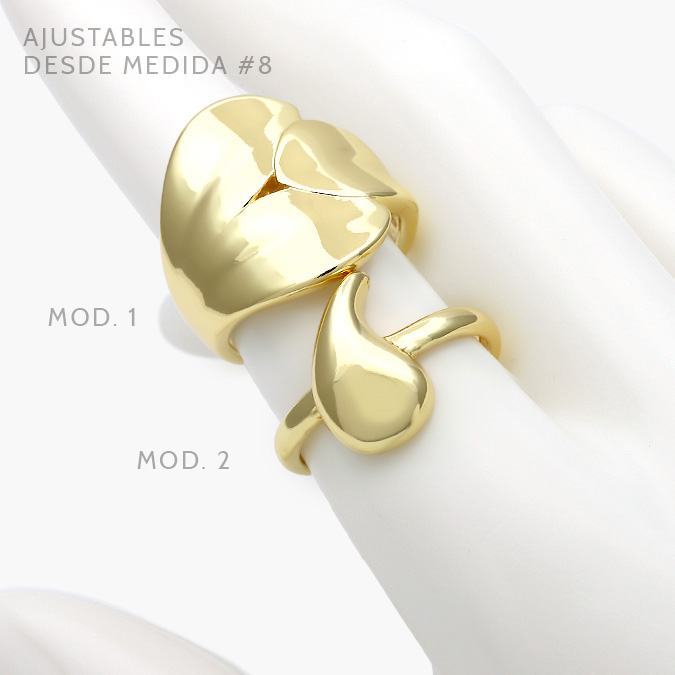 CTB1054 Anillo Chunky Gota Aleta Chapa de oro 1054 - Imagen 1