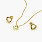 Juego Acero Inoxidable Corazón Zirconia 0080