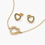 Juego Acero Inoxidable Corazón Zirconias 0099