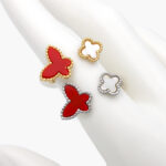 Anillo Mariposa y Flor Acero Inoxidable 420 - Plata - 9