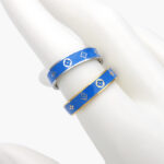 Anillo Flores Esmalte Azul Acero Inoxidable 422 - Plata - 8